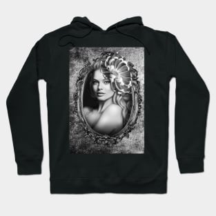 black and white portrait digital illustration beautiful artwork Hoodie